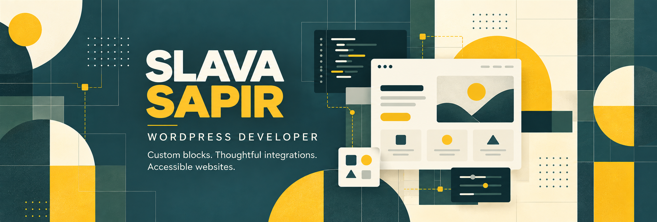 Slava Sapir, WordPress Developer specializing in custom blocks, integrations, and accessible websites
